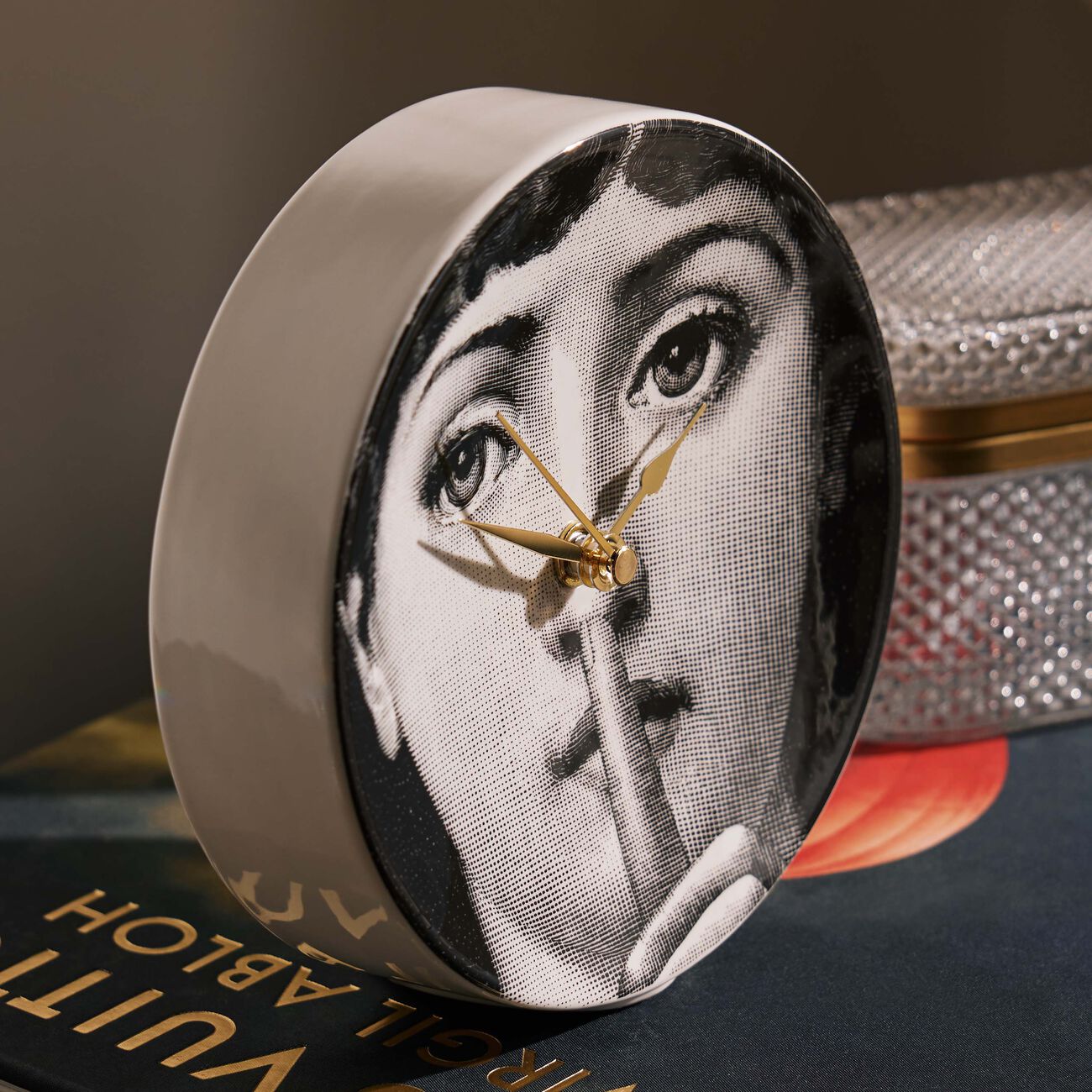 Silenzio Desk Clock Grey fornasetti silenzio desk clock grey