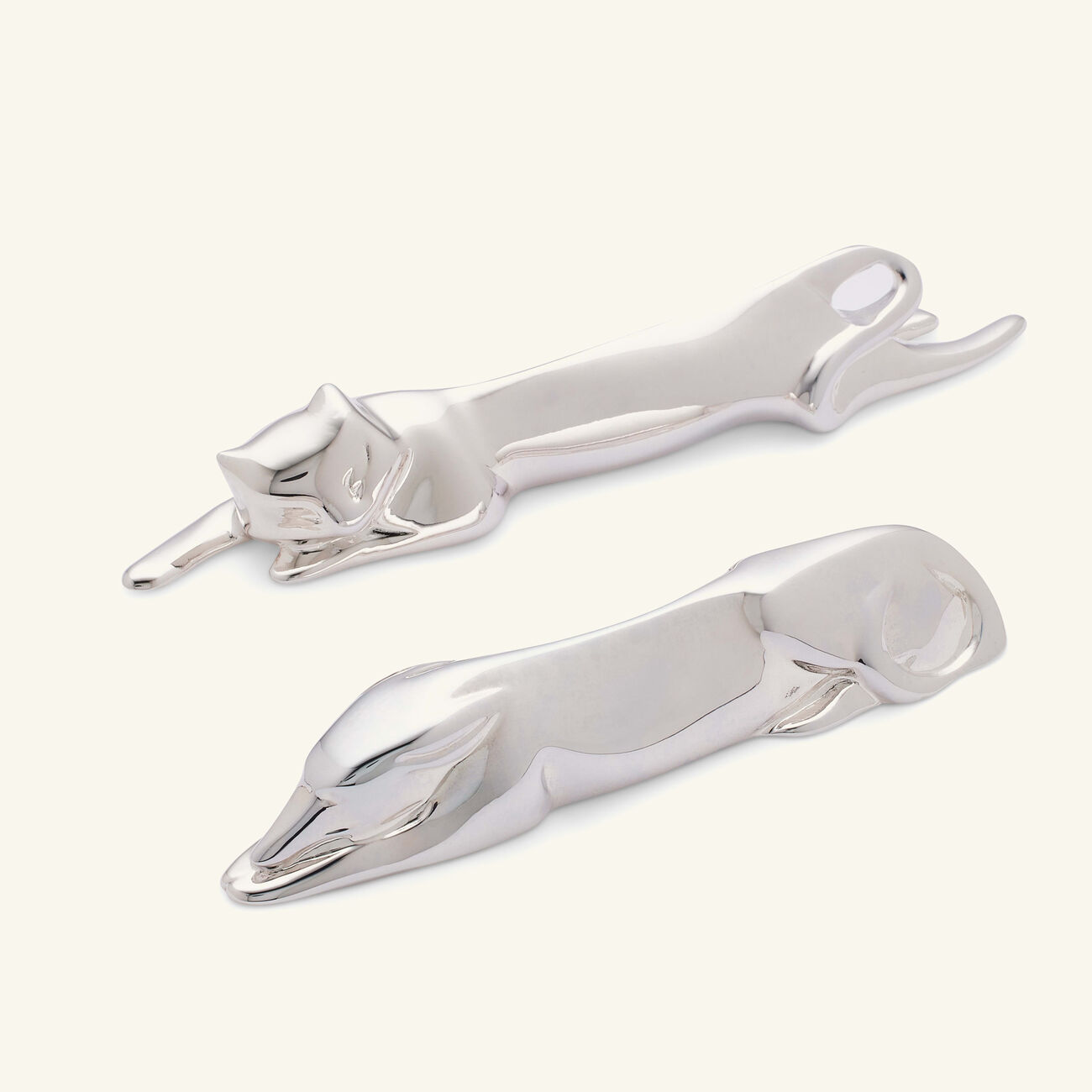 christofle gallia dog cat knife rests silver plated