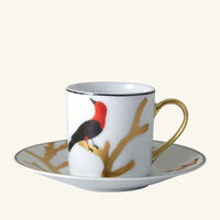 bernardaud aux oiseaux coffee cup saucer gold set of 2