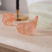 lalique piou head down sculpture small pink