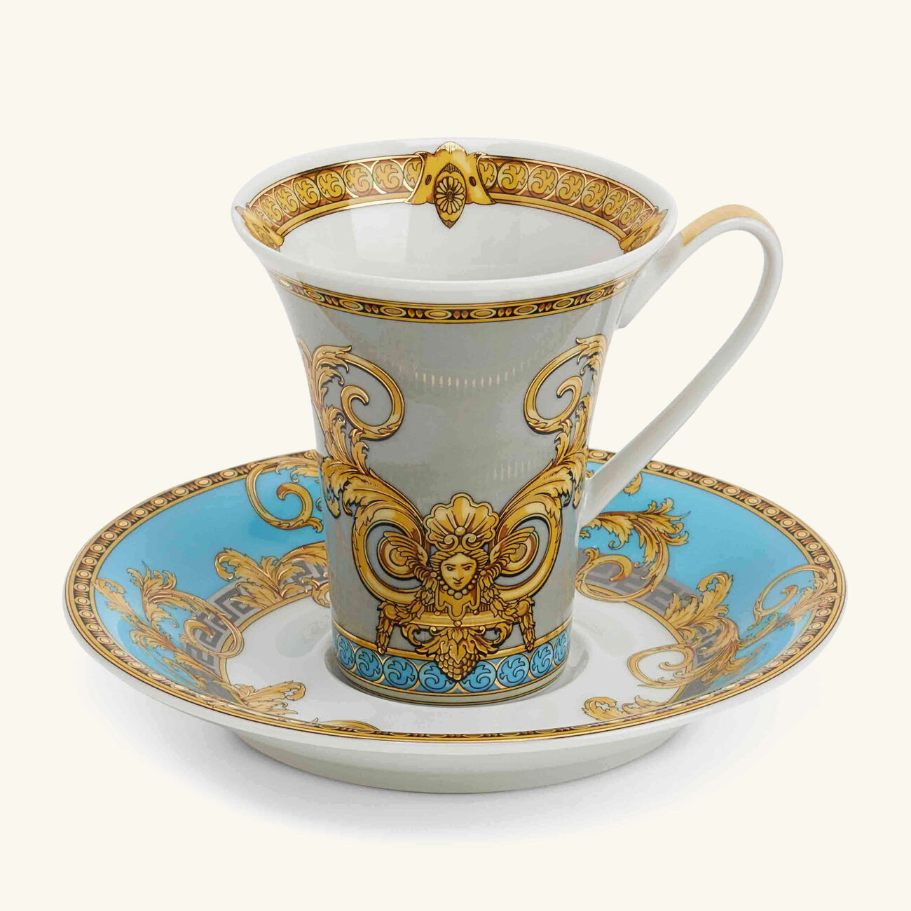 versace prestige gala coffee cup saucer white set of 6