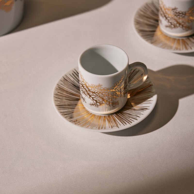 Tamrah by Razan Alazzouni Tara Coffee Cup & Saucer Gold Set of 2 silsal tamrah by razan alazzouni tara coffee cup saucer gold set of 2