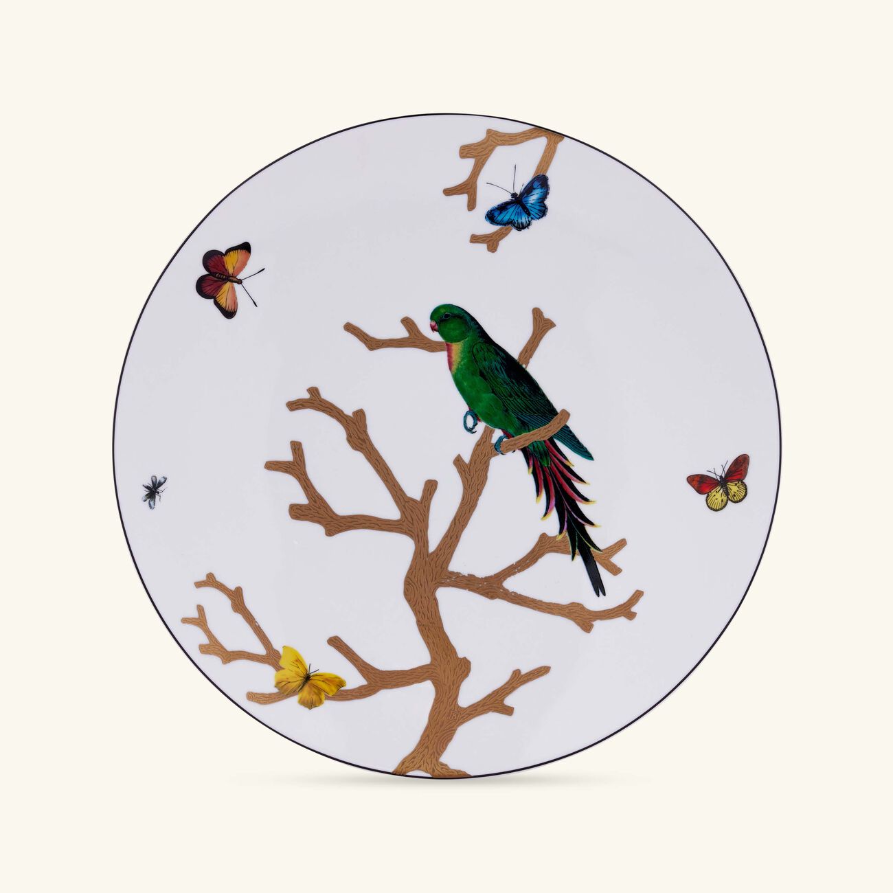 bernardaud aux oiseaux dinner plate round gold 26cm