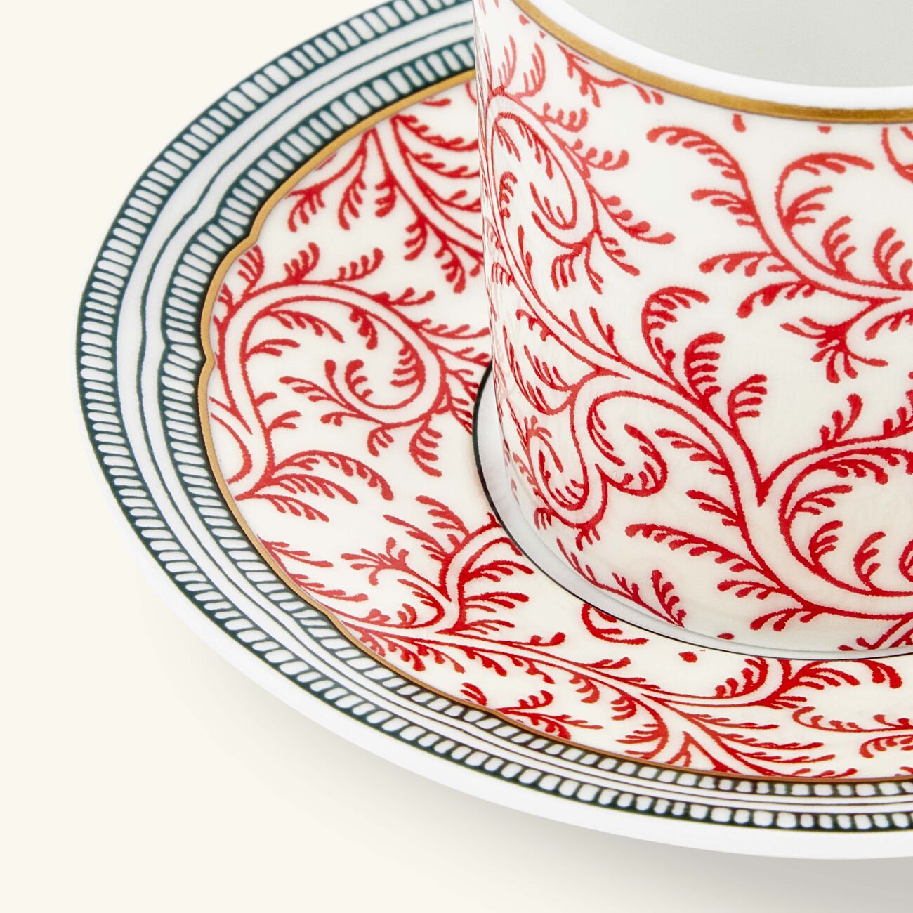 bernardaud collection braqueni coffee cup saucer red set of 2