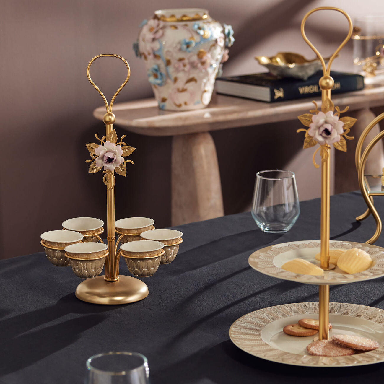 villari peacock extravaganza arabic coffee cup holder gold