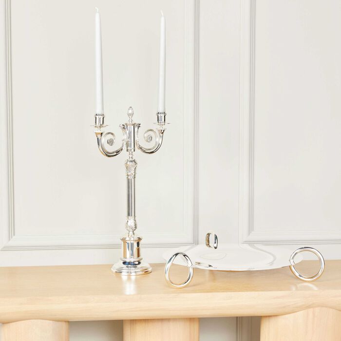 christofle malmaison two light candelabra silver plated