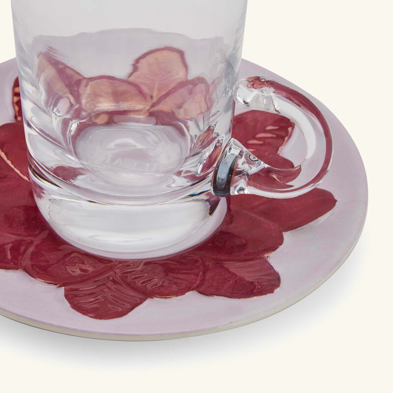 villari peacock tea cup saucer red