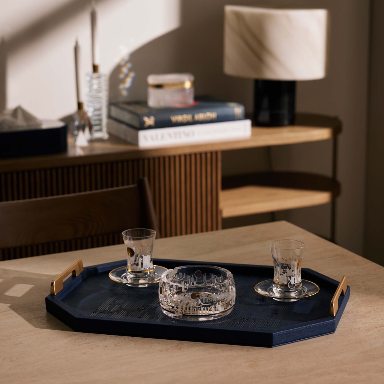 Hayat Serving Tray Rectangular Blue 49x34cm dimlaj hayat serving tray rectangular blue 49x34cm