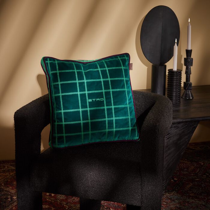 etro tartan squared pillow
