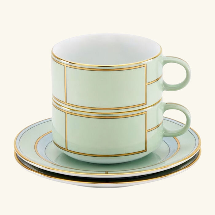 Diva Tea Cup & Saucer Green Set of 2 ginori 1735 diva tea cup saucer green set of 2