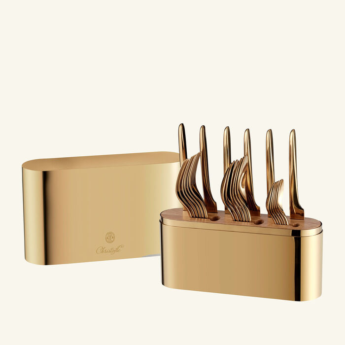 christofle concorde cutlery case gold