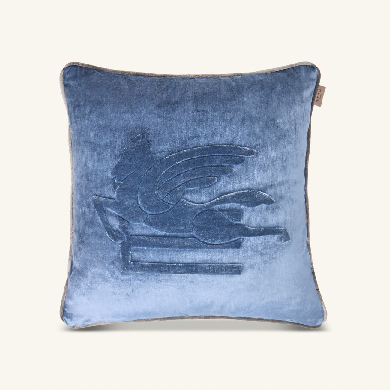 etro pegaso embroided cushion blue