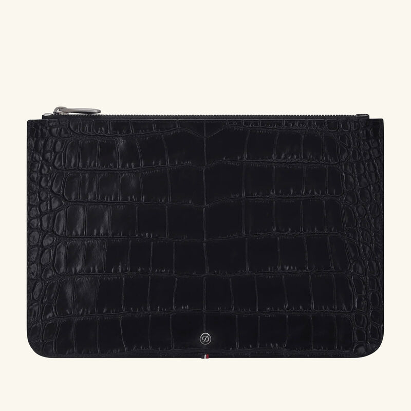 st dupont croco dandy flat pouch black
