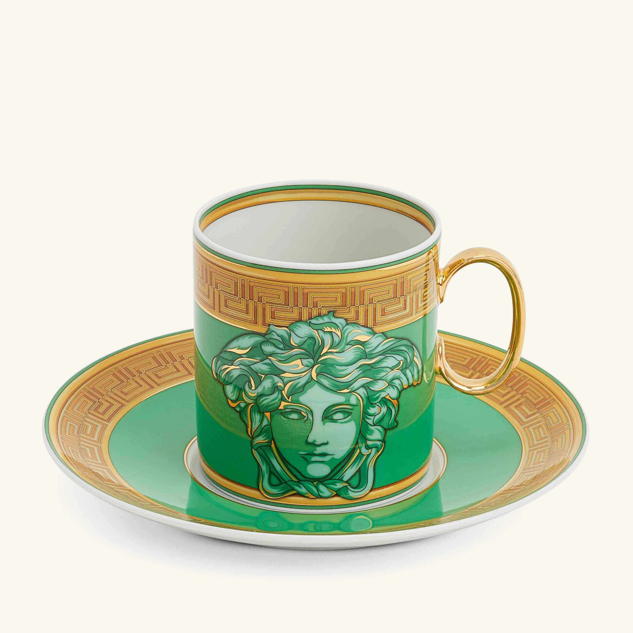 versace green coin tea cup   saucer green