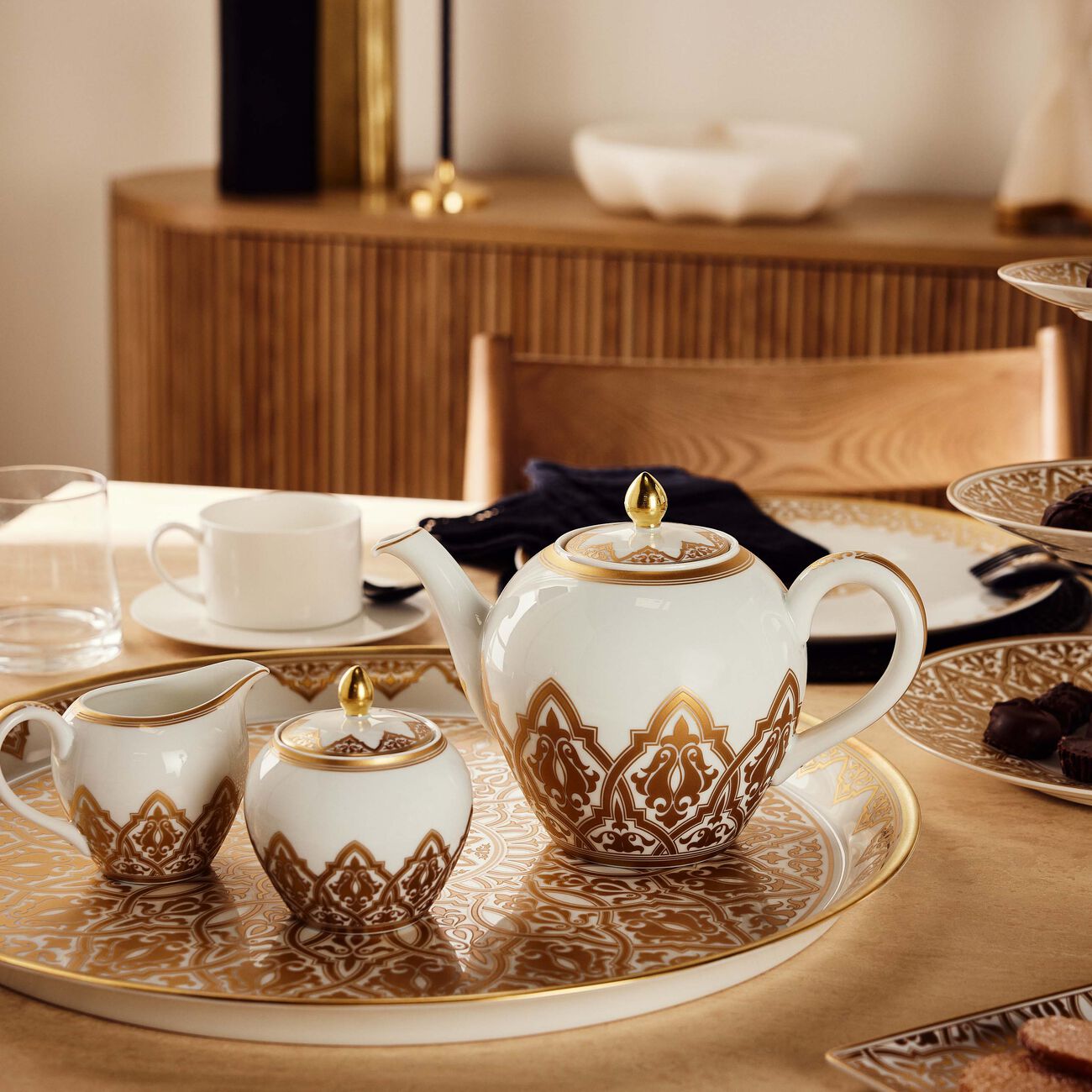 bernardaud venise tea pot gold
