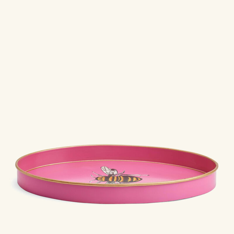 les ottomans fauna serving tray oval medium pink