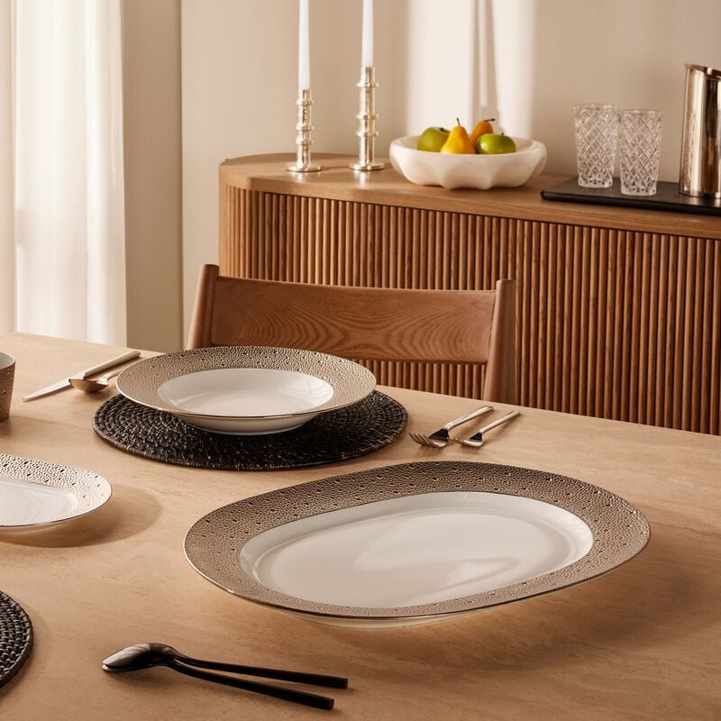 Ecume Serving Platter Oval Silver 43cm bernardaud ecume serving platter oval silver 43cm