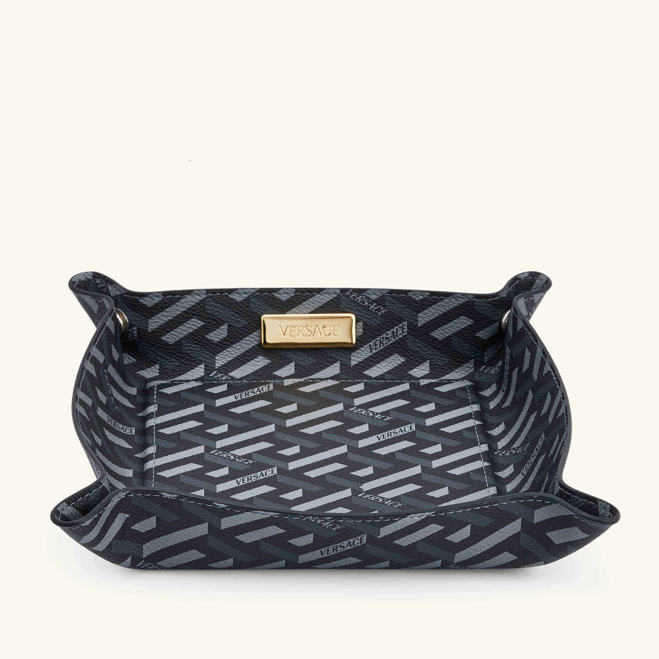 Versace La Greca Signature Trinket Tray Square Large Black