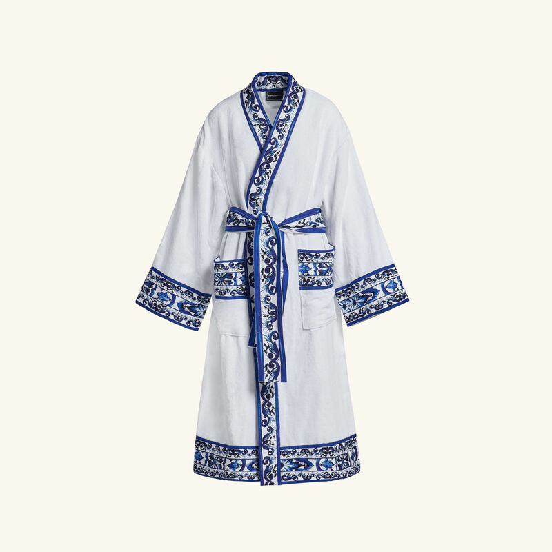 dolce gabbana casa blu mediterraneo cotton terry bath robe white