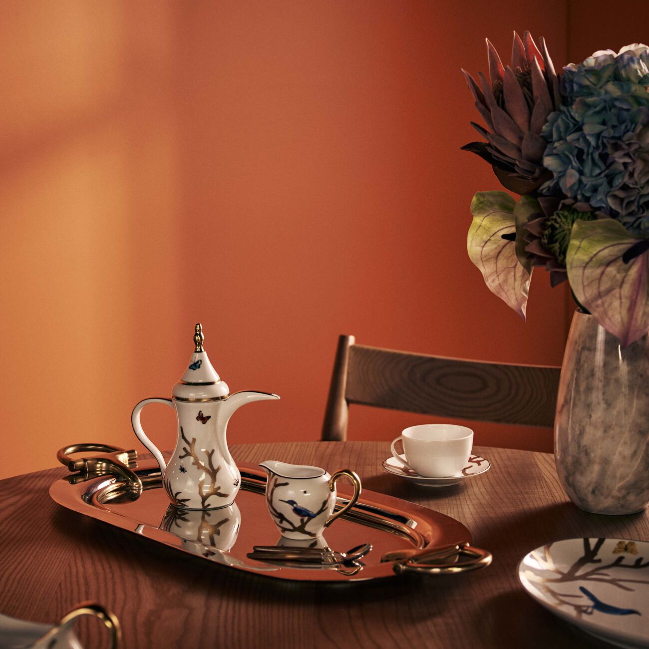bernardaud aux oiseaux coffee pot gold