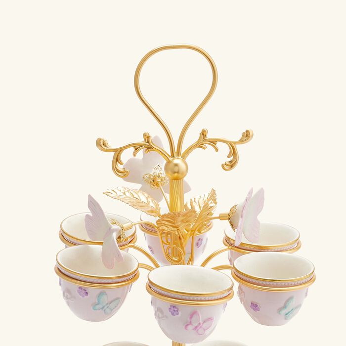 فيلاري حامل فناجين القهوة العربية بلومينغ باترفلاي وردي