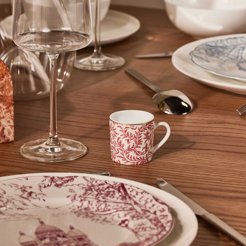 bernardaud collection braqueni coffee cup saucer red set of 2