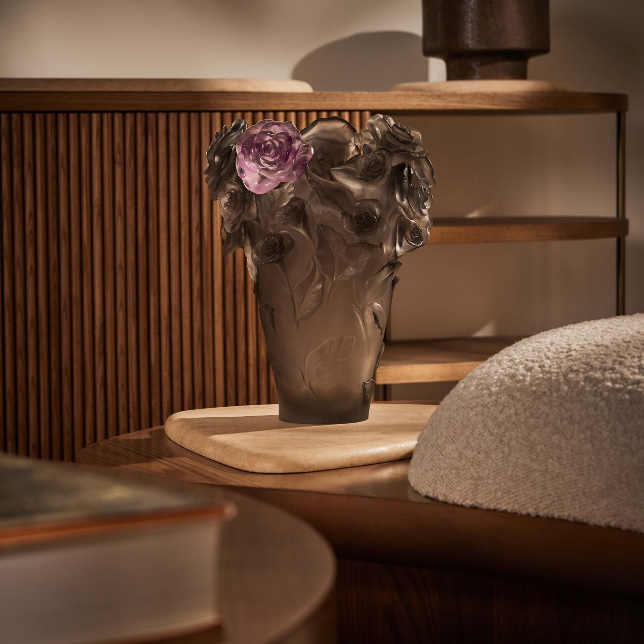 daum rose passion vase medium grey