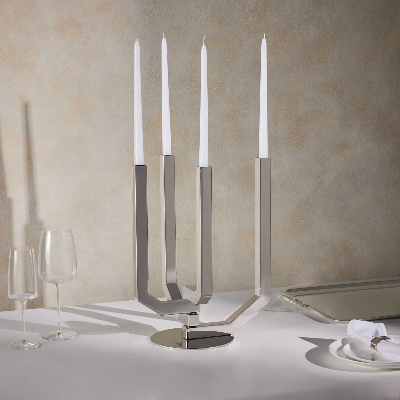 christofle arborescence candelabra stainless steel
