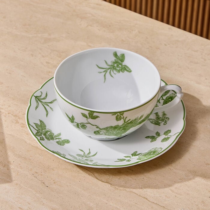 bernardaud albertine tea cup   saucer green