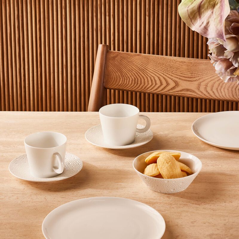 Ecume Tea Cup & Saucer White Set Of 2 bernardaud ecume tea cup saucer white set of 2