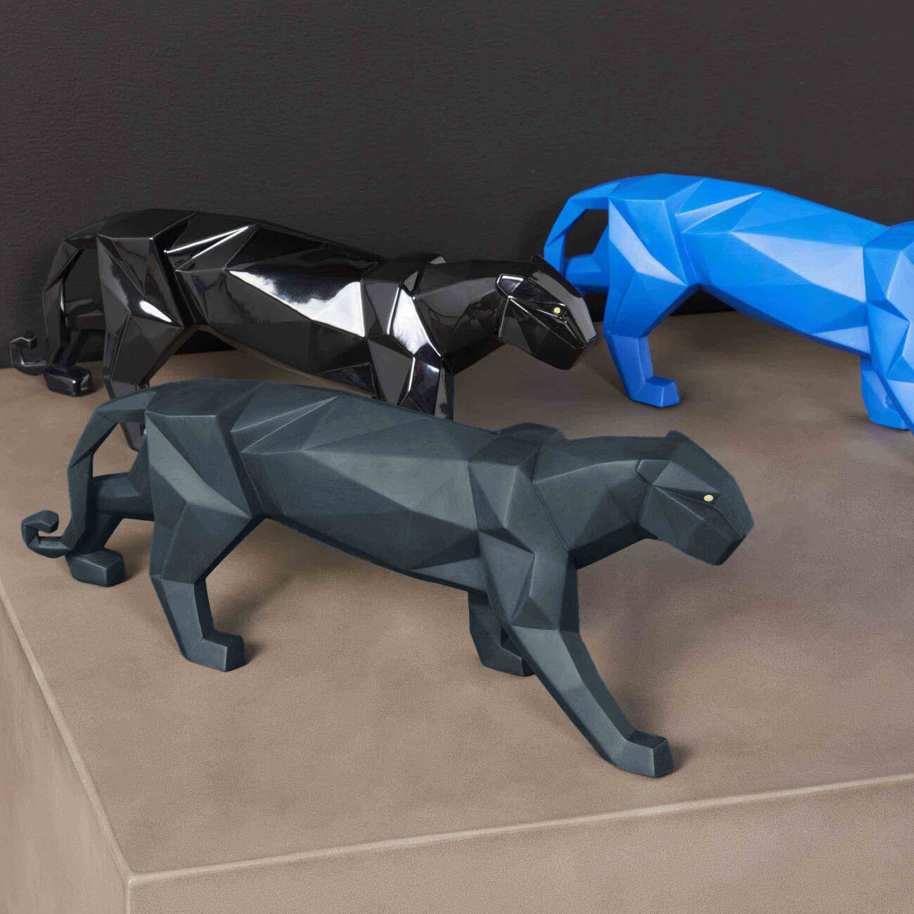 lladro panther sculpture small black