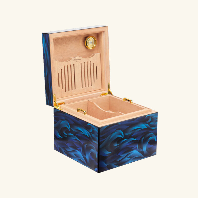 Koi Fish Cigar Humidor Blue st dupont koi fish cigar humidor blue