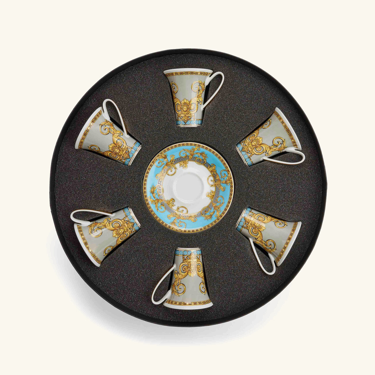 versace prestige gala coffee cup saucer white set of 6