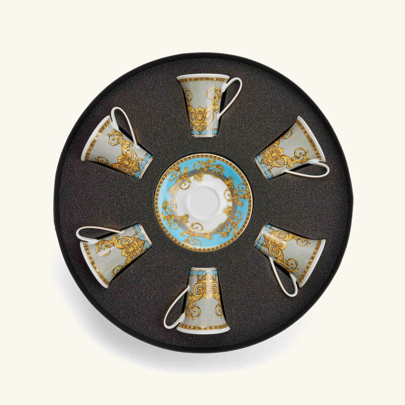 versace prestige gala coffee cup saucer white set of 6