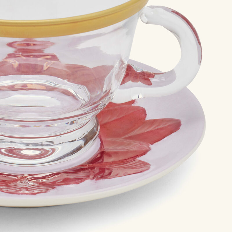 villari peacock cappuccino cup saucer red
