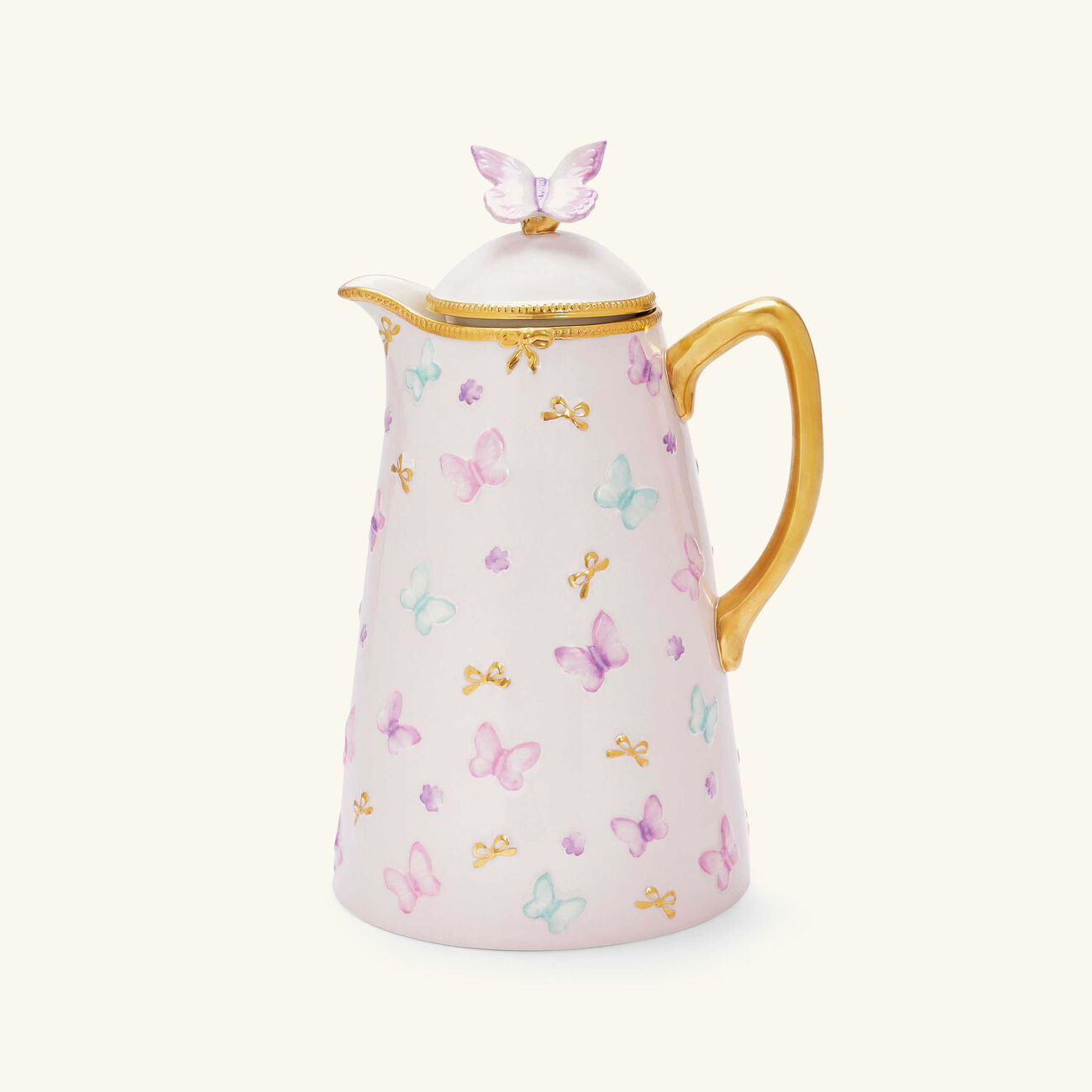 villari butterfly coffee tea pot pink