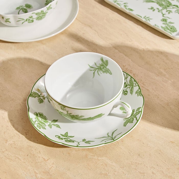 bernardaud albertine tea cup   saucer set of 2 green