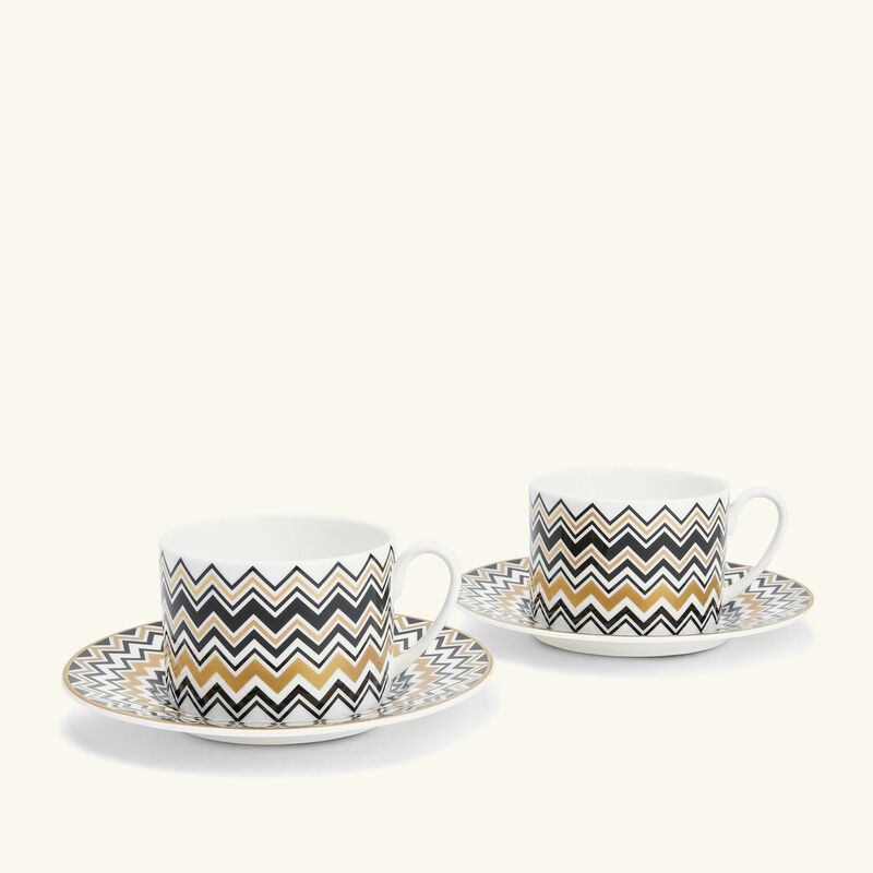 missoni home zig zag gold tea cup saucer pattern