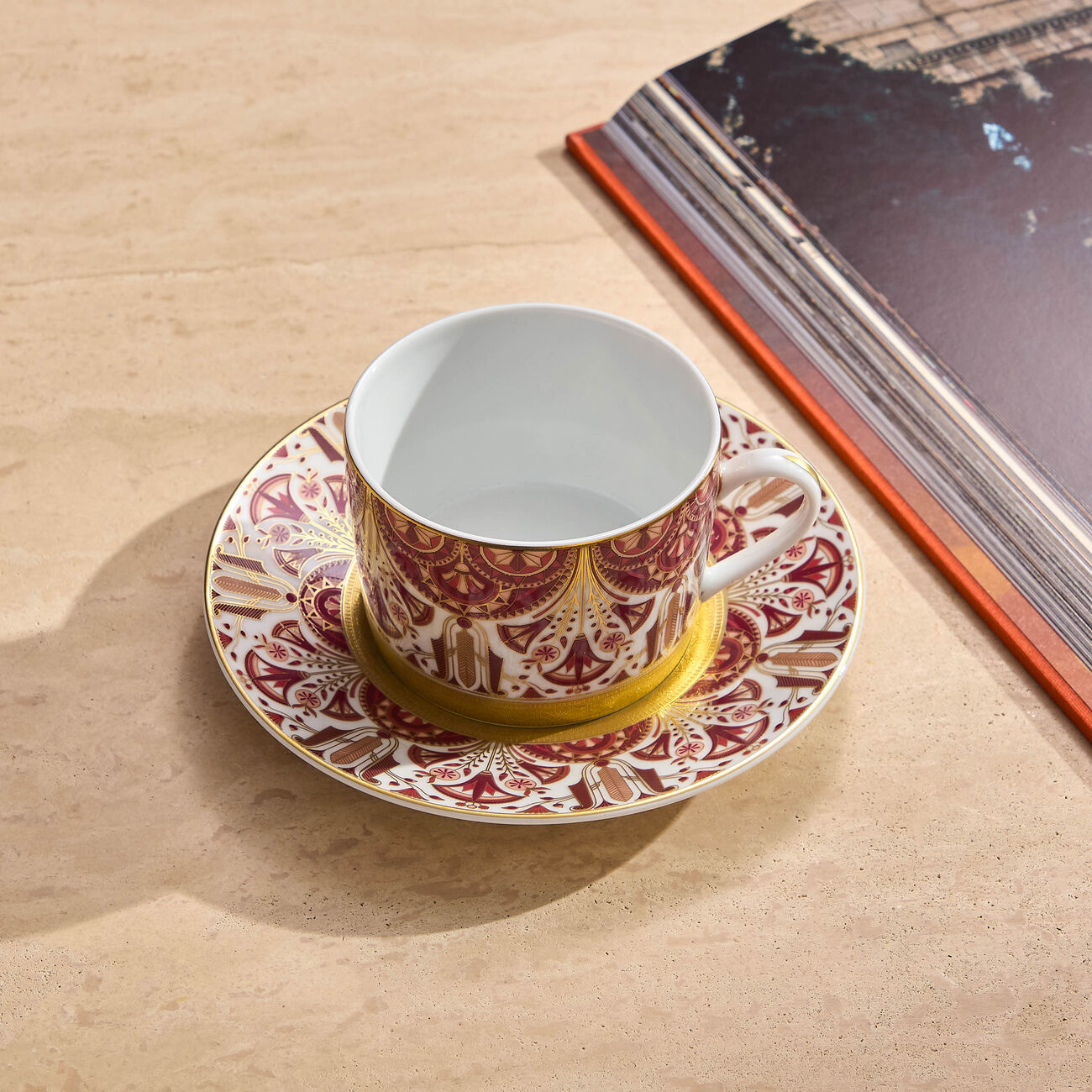 haviland reves du nil pourpre tea cup   saucer red