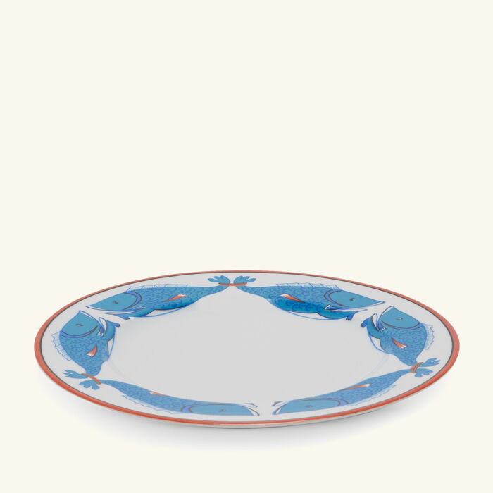 pinto paris lagon dinner plate round blue fish 26cm