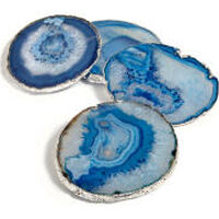 Lumino Azure Agate And Silver Coasters - Set Of 4, small