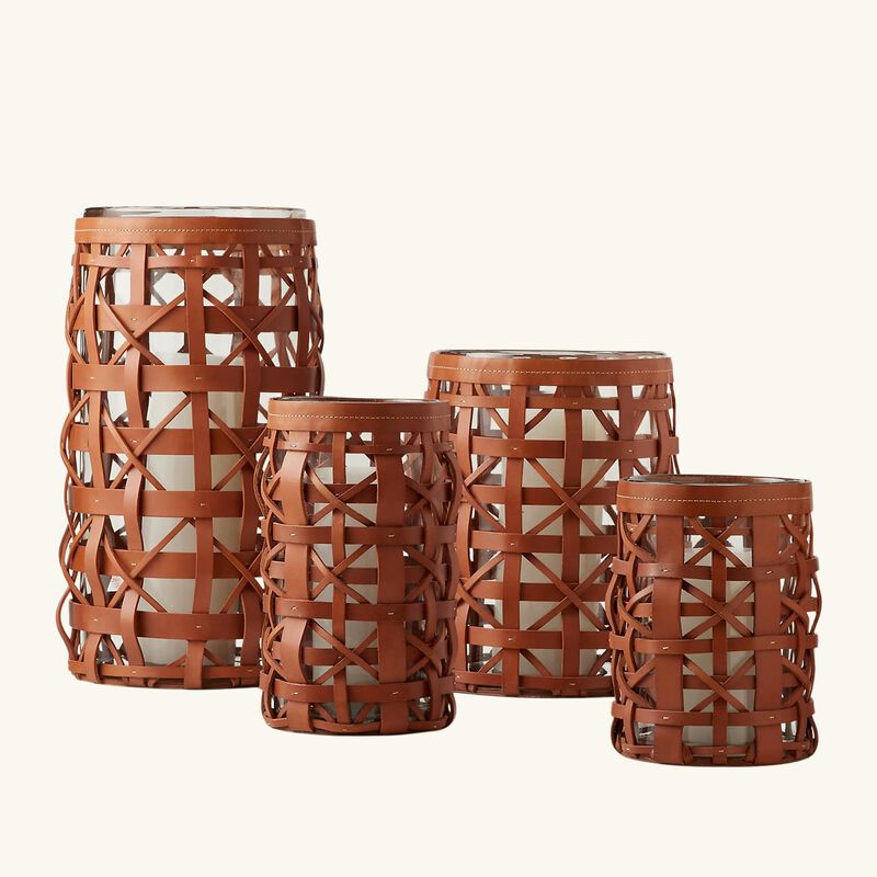 ralph lauren home preston hurricane candle holder small brown