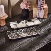 fornasetti giardino settecentesco tray rectangular small grey