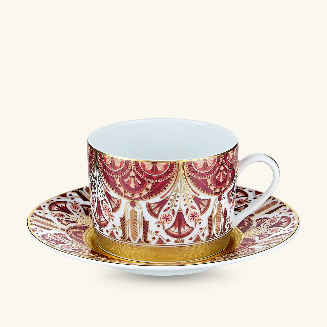 haviland reves du nil pourpre tea cup   saucer red