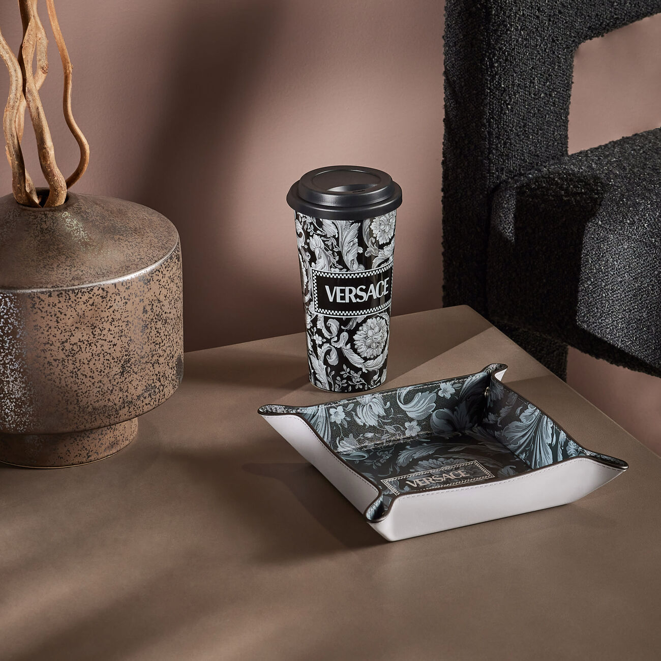 versace barocco travel mug black