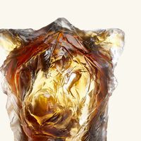 daum lion head sculpture large brown