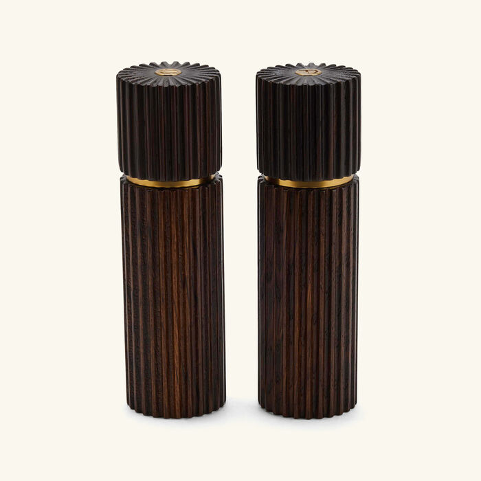 l objet oak salt pepper shakers brown