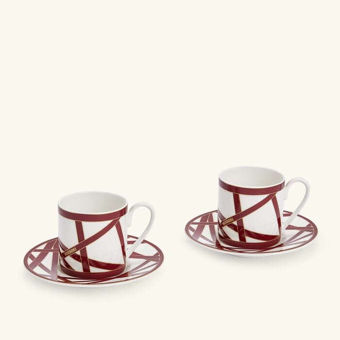 Nastri Coffee Cup & Saucer Red Set Of 2 missoni home nastri coffee cup saucer red set of 2