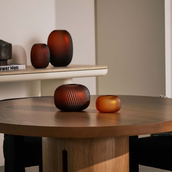 ruckl metamorphosis vase round mini amber