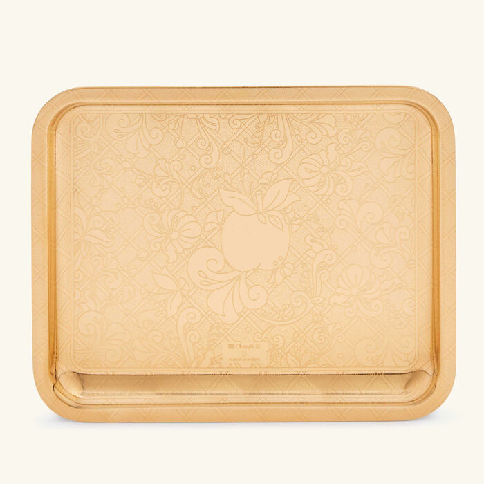 christofle jardin d eden serving tray rectangular small gold